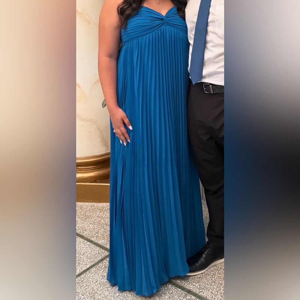 Lulu's Teal Blue Pleated Maxi Gown